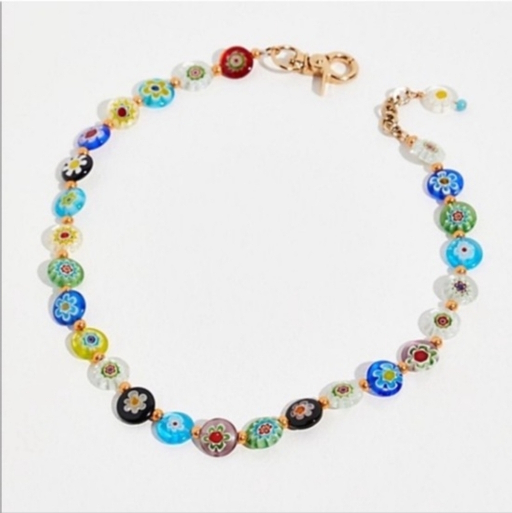 Free People Millefiore Glass Beaded Necklace